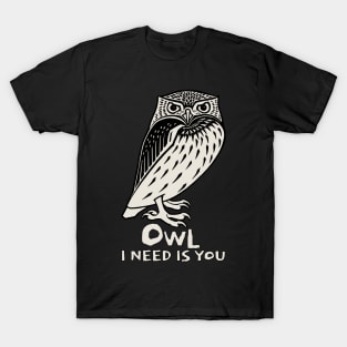 Vintage Owl need love T-Shirt